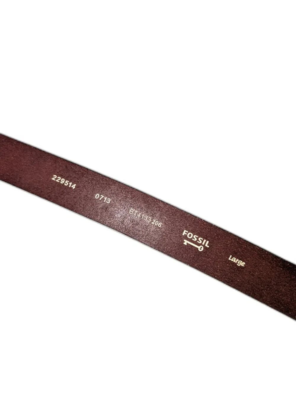 VINTAGE Fossil | Size Large Brown Leather Belt w Brass/Antique Gold Tone Buckle